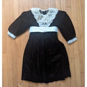 Sarah Kent Vintage Dress Brown Girls Size 6 Lace Collar